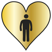 Ett hjärta med en mans-symbol i.